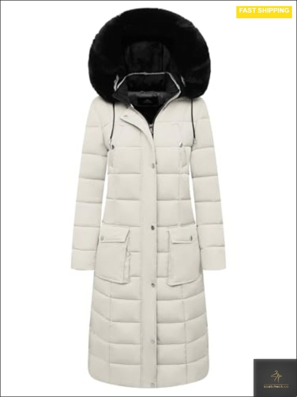 Women's Waterproof Long Down Coat Warm Puffer Jacket Parka with Faux Fur Hood